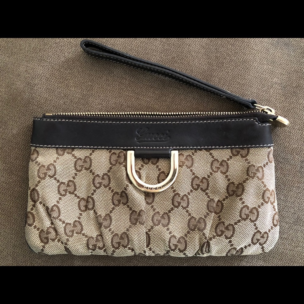 Gucci GG Coated Canvas Wristlet Handbag